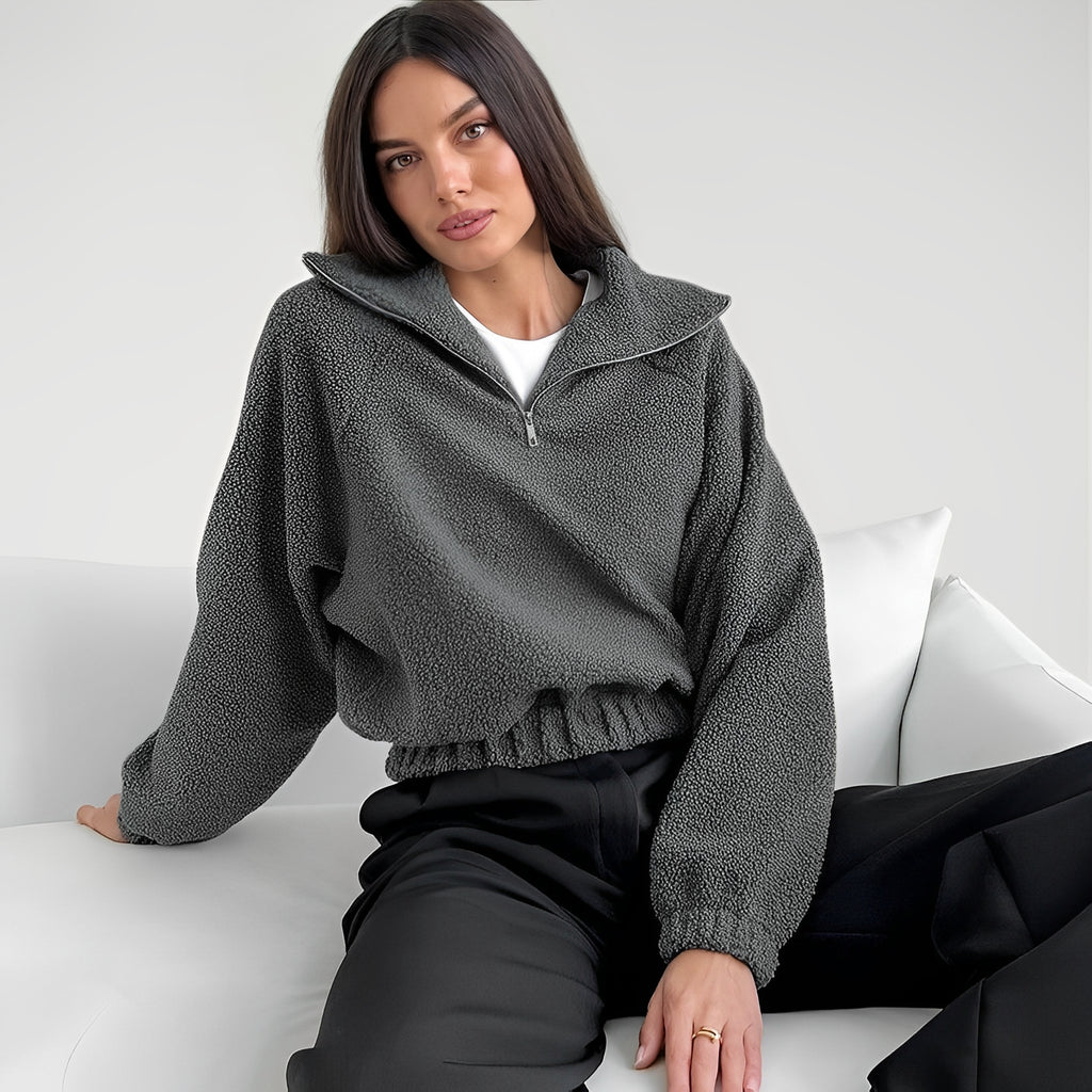 BRIXAR — Cozy Women's Teddy Fleece Jacket with Sharp Detail