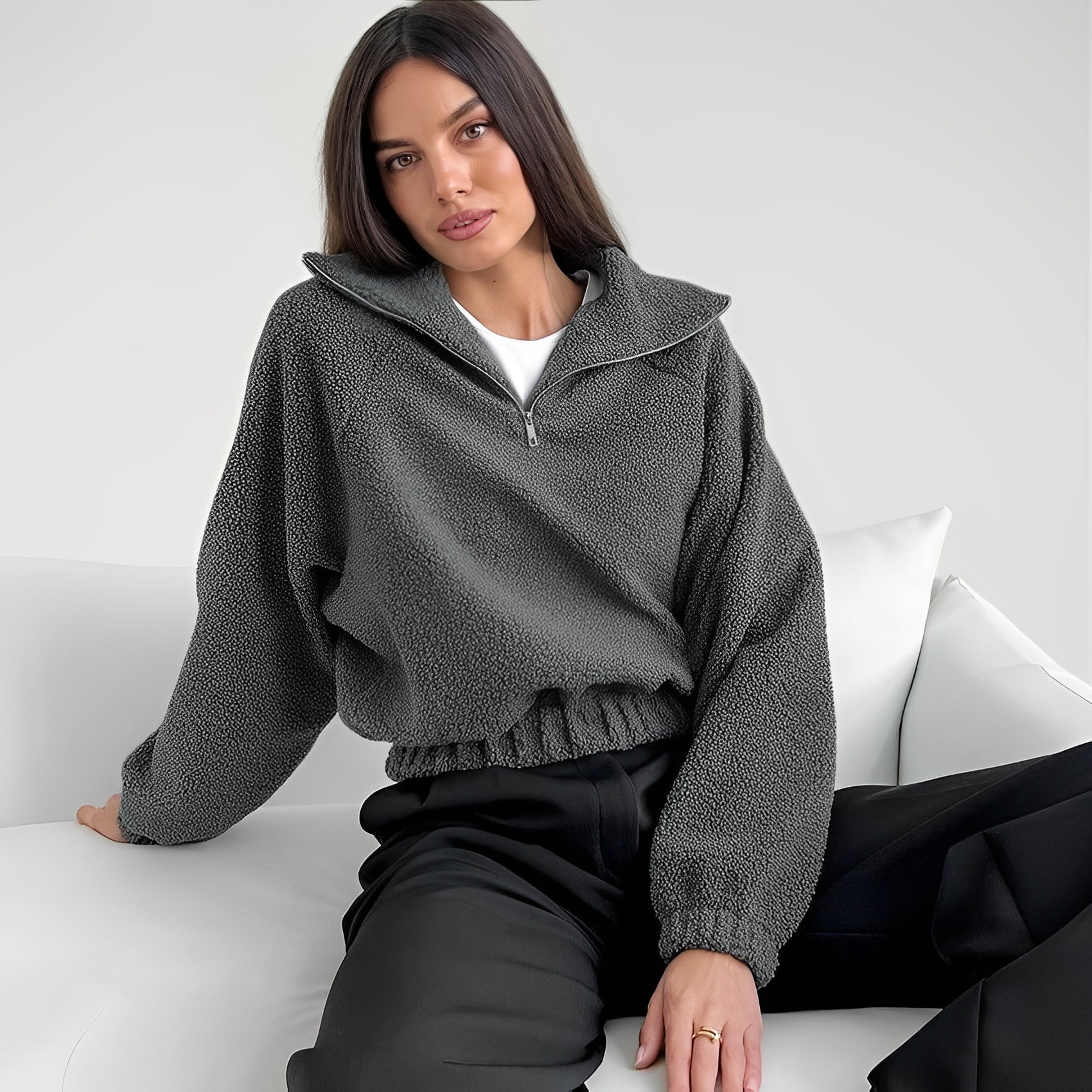 BRIXAR — Cozy Women's Teddy Fleece Jacket with Sharp Detail