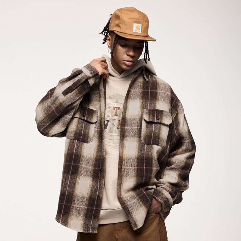 VEXIO — Retro Plaid Suede-Feel Overshirt Jacket for Men
