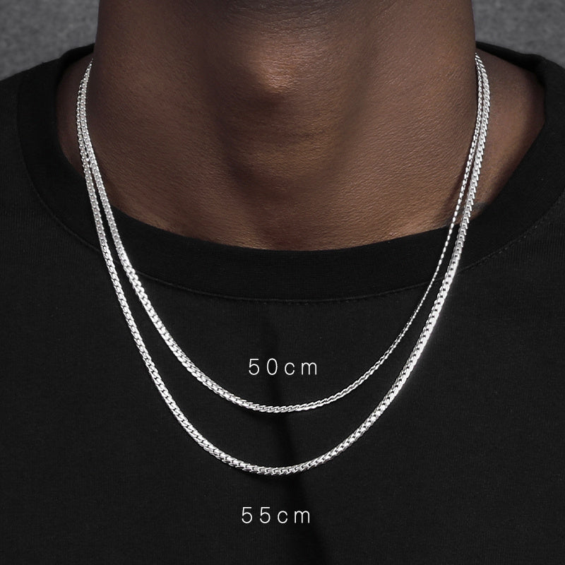 SOLON — White Gold Cuban Necklace in Solid 925 Silver