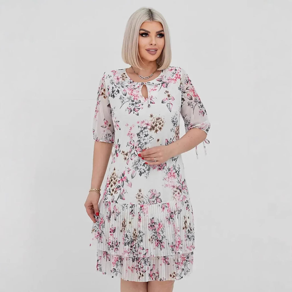 KAION — Pleated Maxi Dress with Feminine Movement Drape