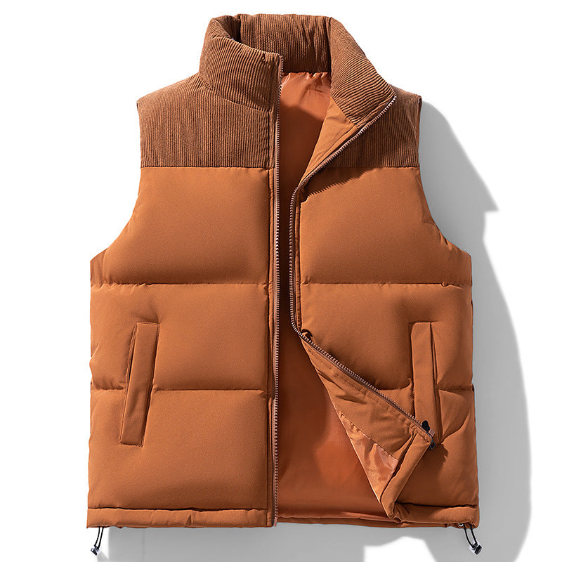 RAEON — Men's Color-Block Corduroy Puffer Vest Jacket