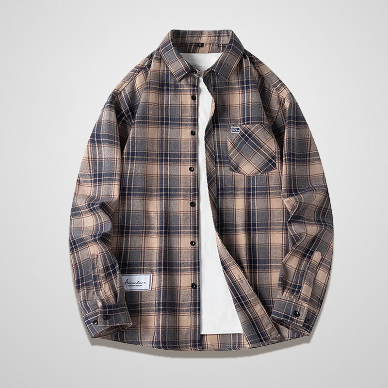 LYRAR — Plaid Long Sleeve Button-Up Shirt for Men with Sharp Detail