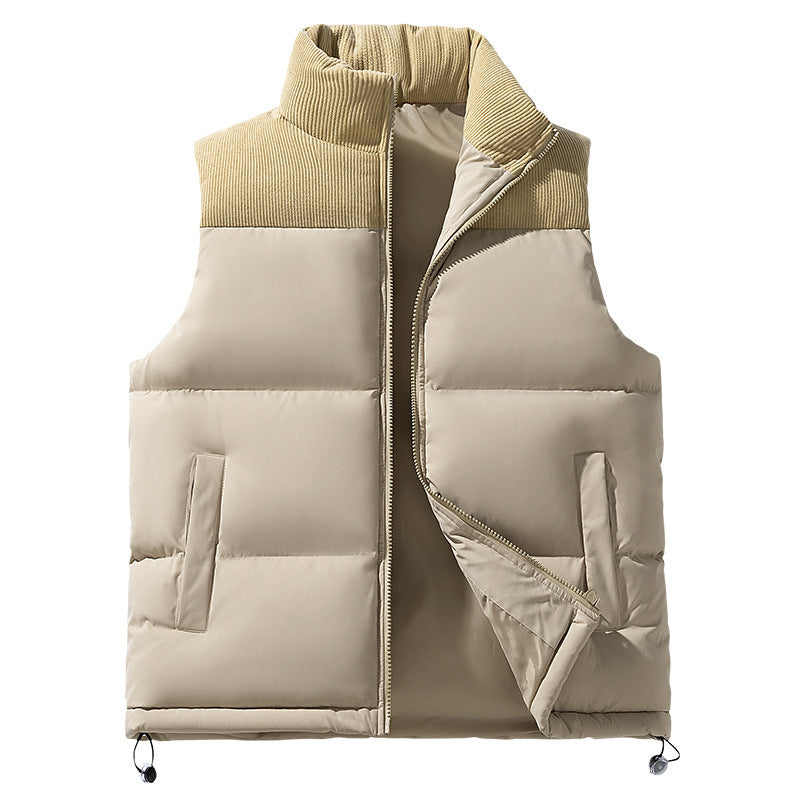 RAEON — Men's Color-Block Corduroy Puffer Vest Jacket