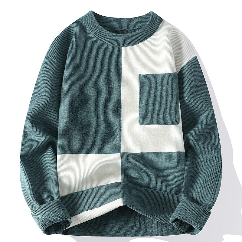COVIS — Geometric Color-Block Knit Sweater Pullover