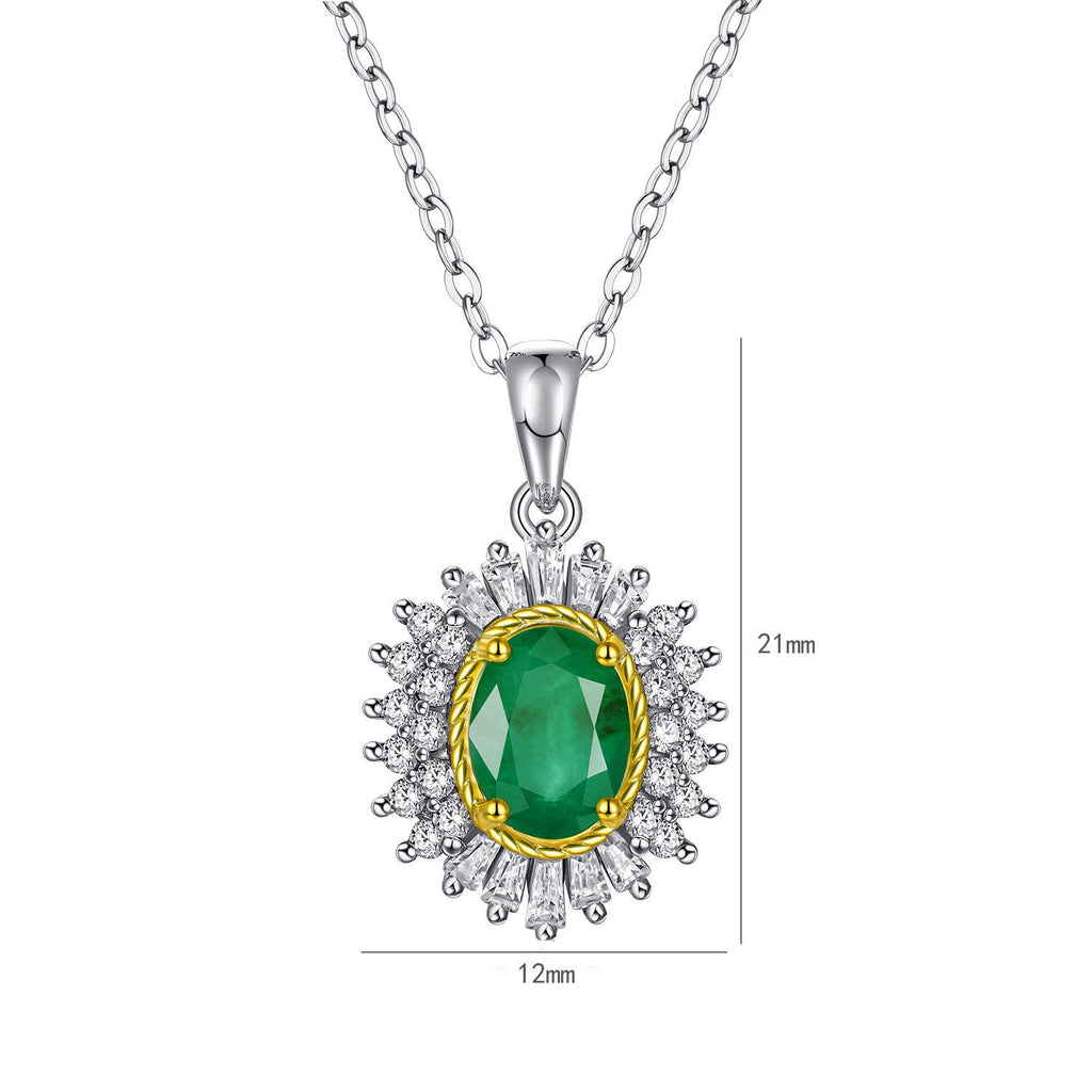 KYROR — Natural Emerald Pendant Necklace in 925 Silver