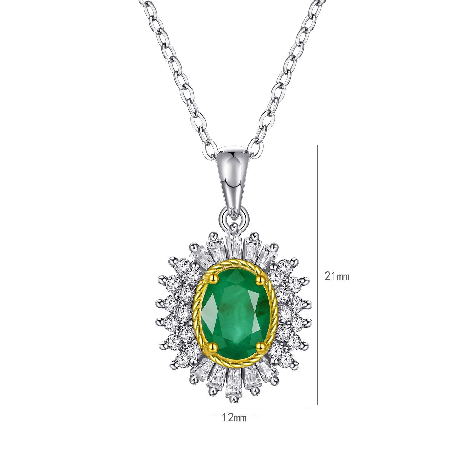 KYROR — Natural Emerald Pendant Necklace in 925 Silver