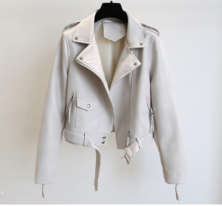 RENAR — Women's Cropped Faux Leather Jacket with Clean Edge