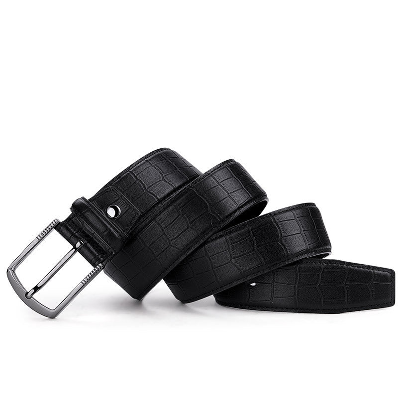 LYREL — Men's Croc-Embossed Leather Belt with Pin Buckle