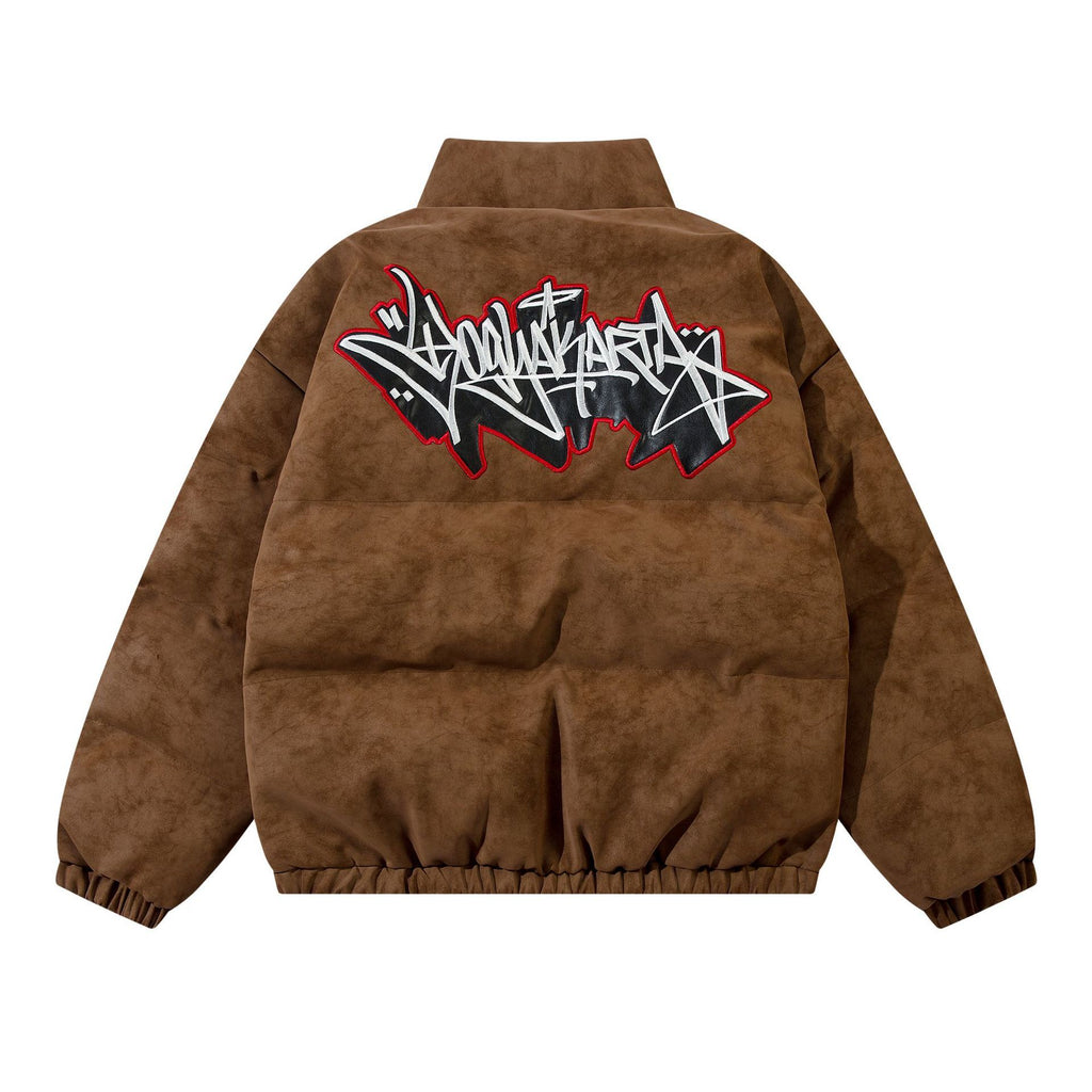 KORRA — Embroidered Varsity Jacket with Ribbed Trim