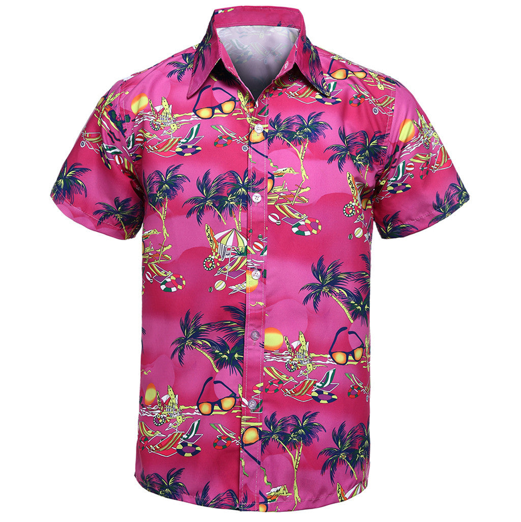 CAELOR — Tropical Stripe Beach Shirt for Men in Relaxed Fit