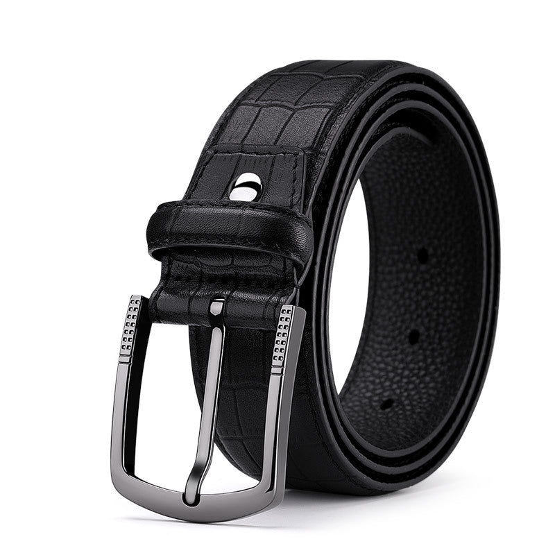 LYREL — Men's Croc-Embossed Leather Belt with Pin Buckle
