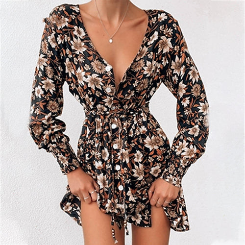 AXIA — Floral Maxi Dress with Soft Statement Drape