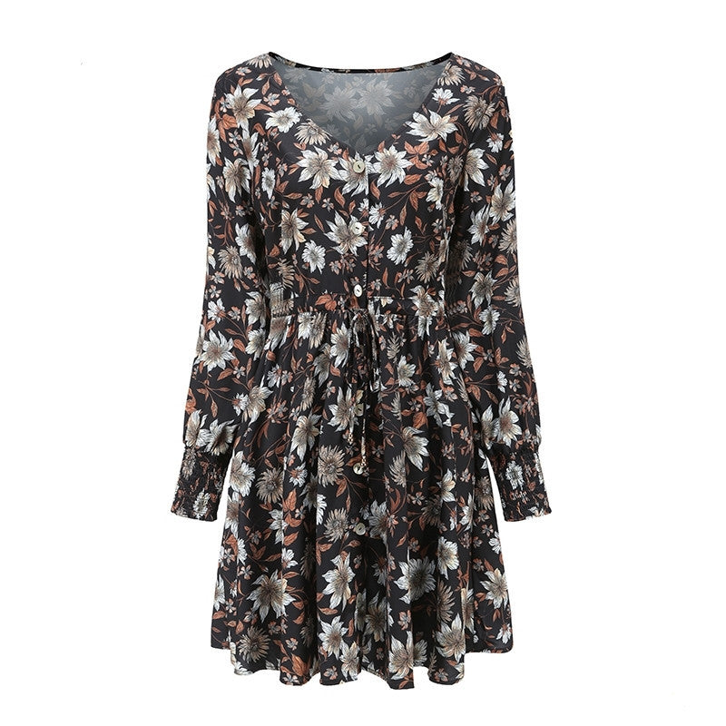 AXIA — Floral Maxi Dress with Soft Statement Drape