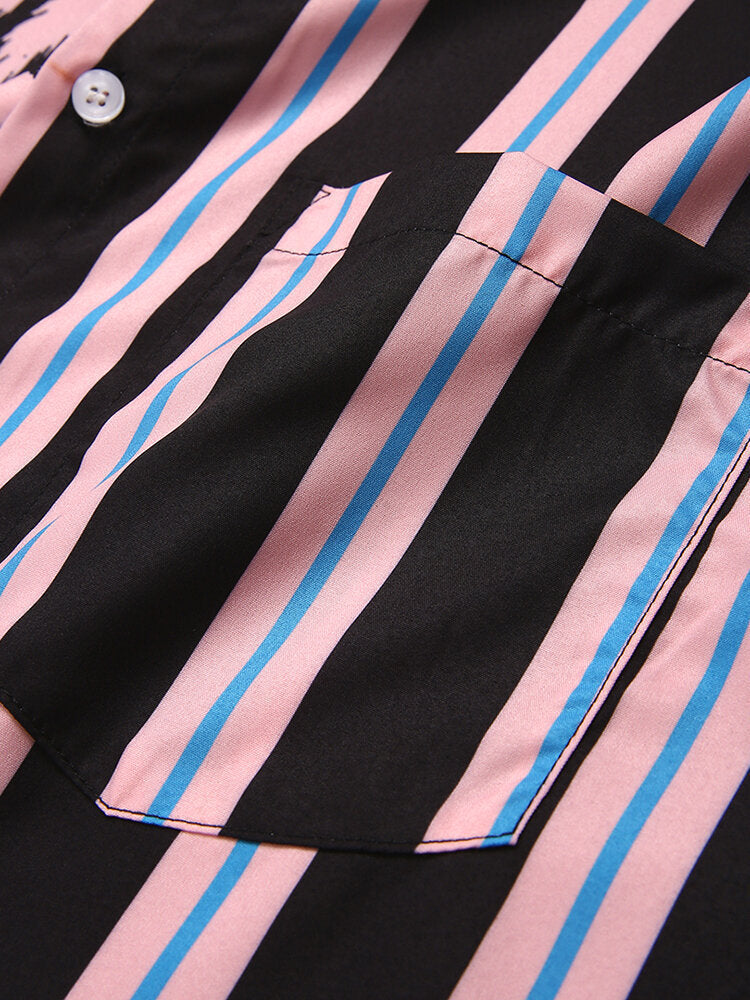SORA — Coconut Stripe Vacation Shirt for Men in Summer