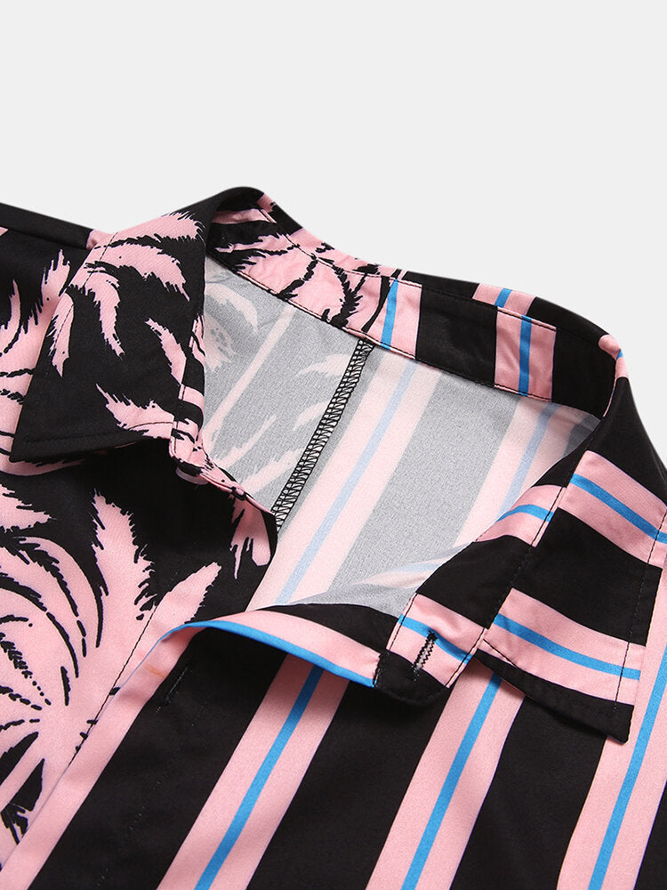 SORA — Coconut Stripe Vacation Shirt for Men in Summer