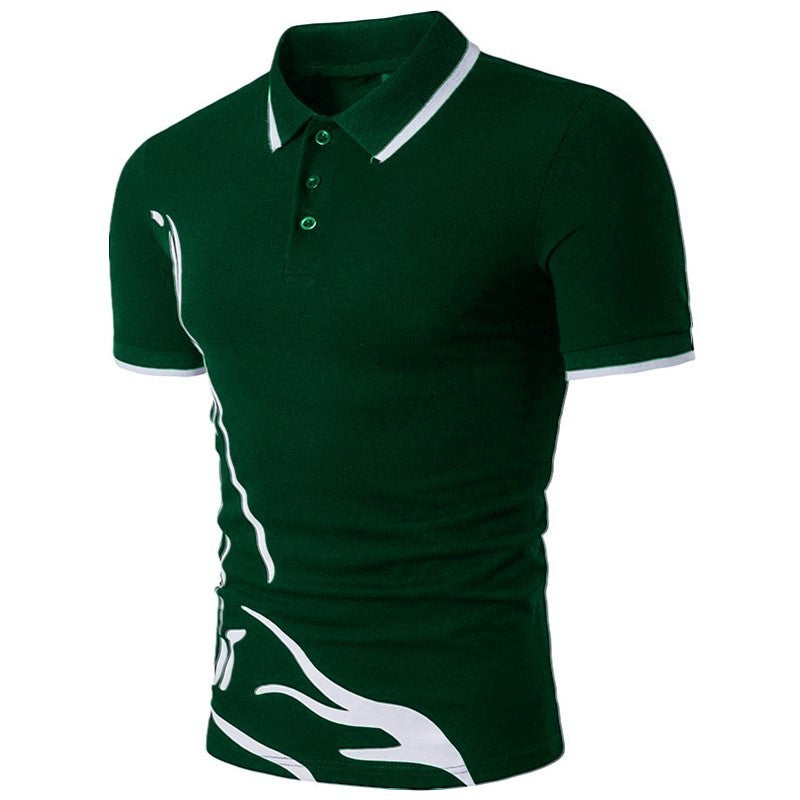 LOREN — Men's Printed Short-Sleeve Polo Shirt Top with Sharp Detail