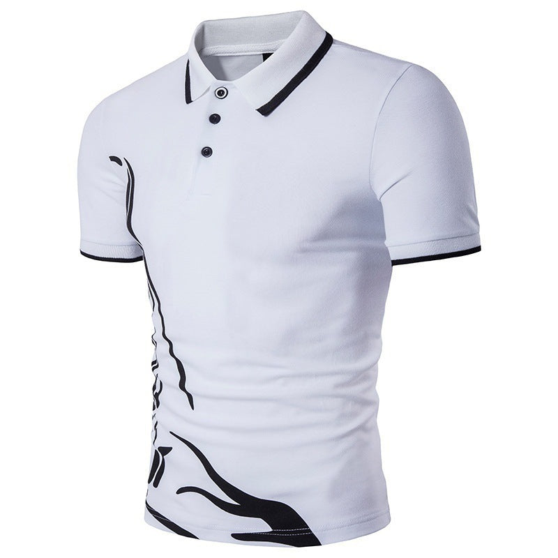 LOREN — Men's Printed Short-Sleeve Polo Shirt Top with Sharp Detail