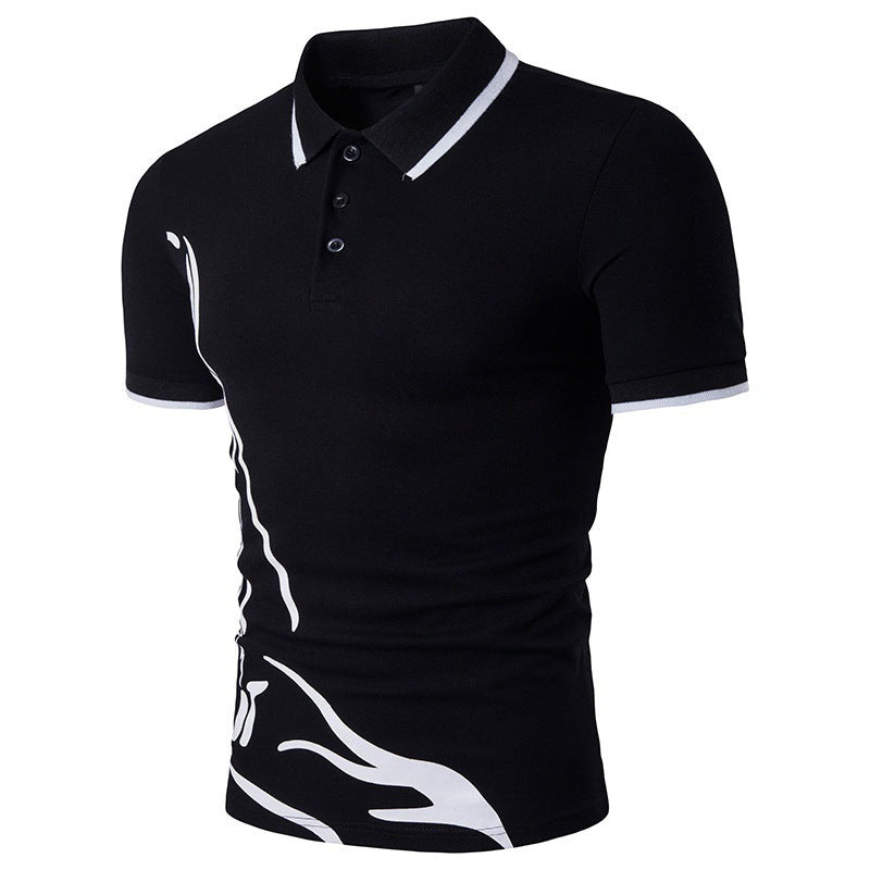 LOREN — Men's Printed Short-Sleeve Polo Shirt Top with Sharp Detail