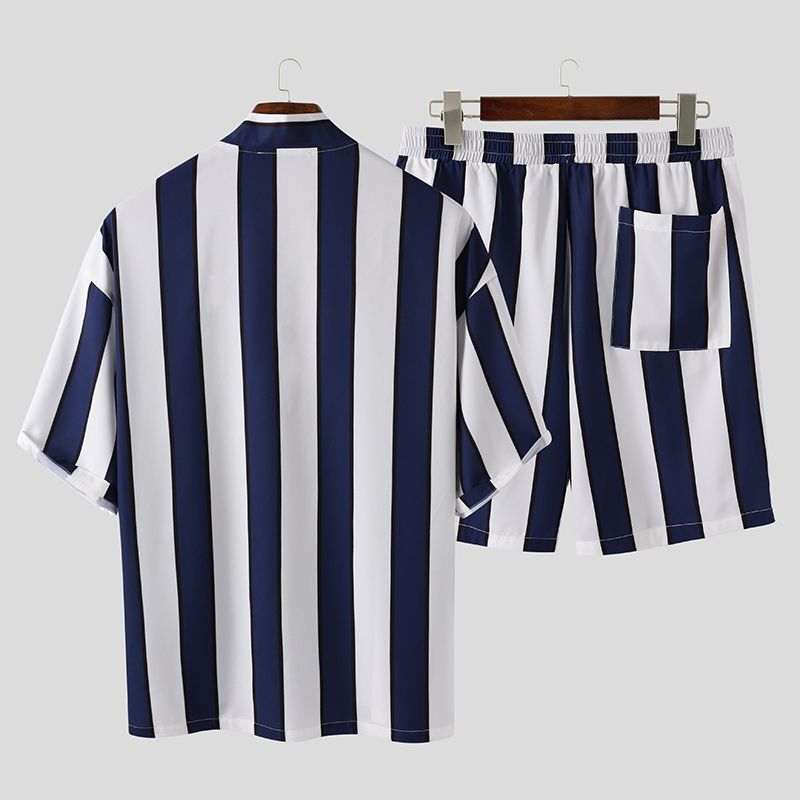 ELYRA — Men's Striped Kimono Set with Matching Shorts