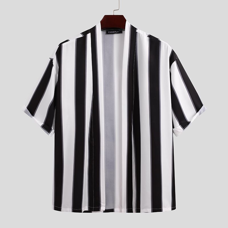 ELYRA — Men's Striped Kimono Set with Matching Shorts