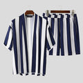 ELYRA — Men's Striped Kimono Set with Matching Shorts