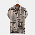 TAVE — Vintage Newspaper Print Short Sleeve Shirt with Sharp Detail