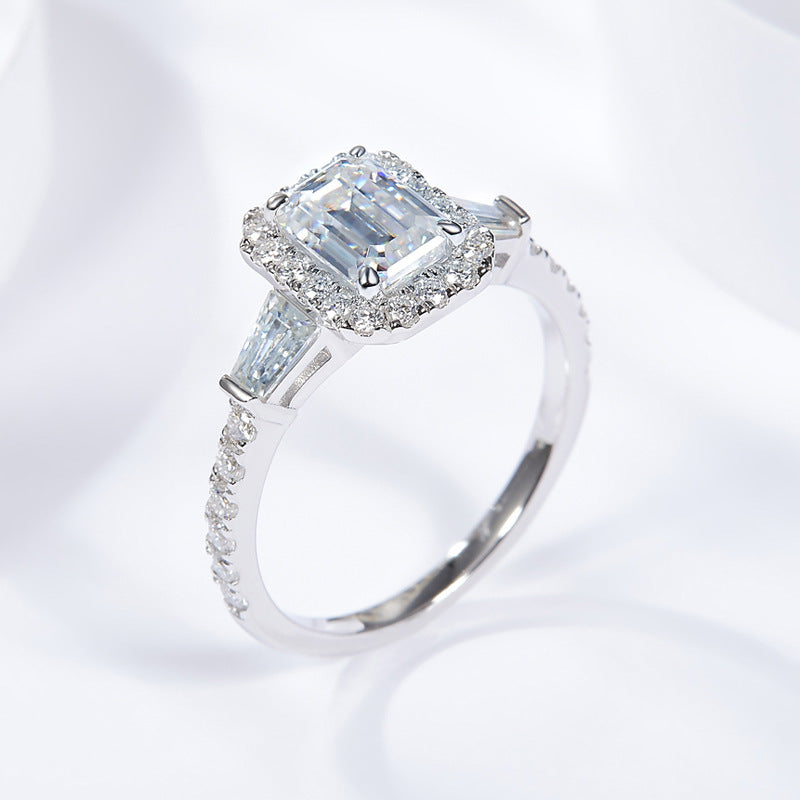 ZANORA — Emerald Cut Moissanite Ring in 925 Silver