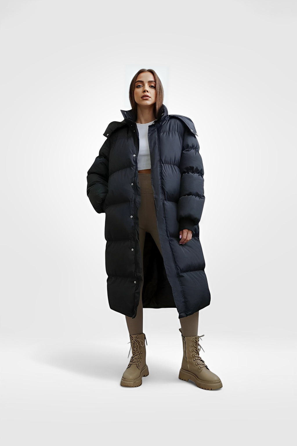 HALIS — Women's Long Hooded Jacket for Casual Layering