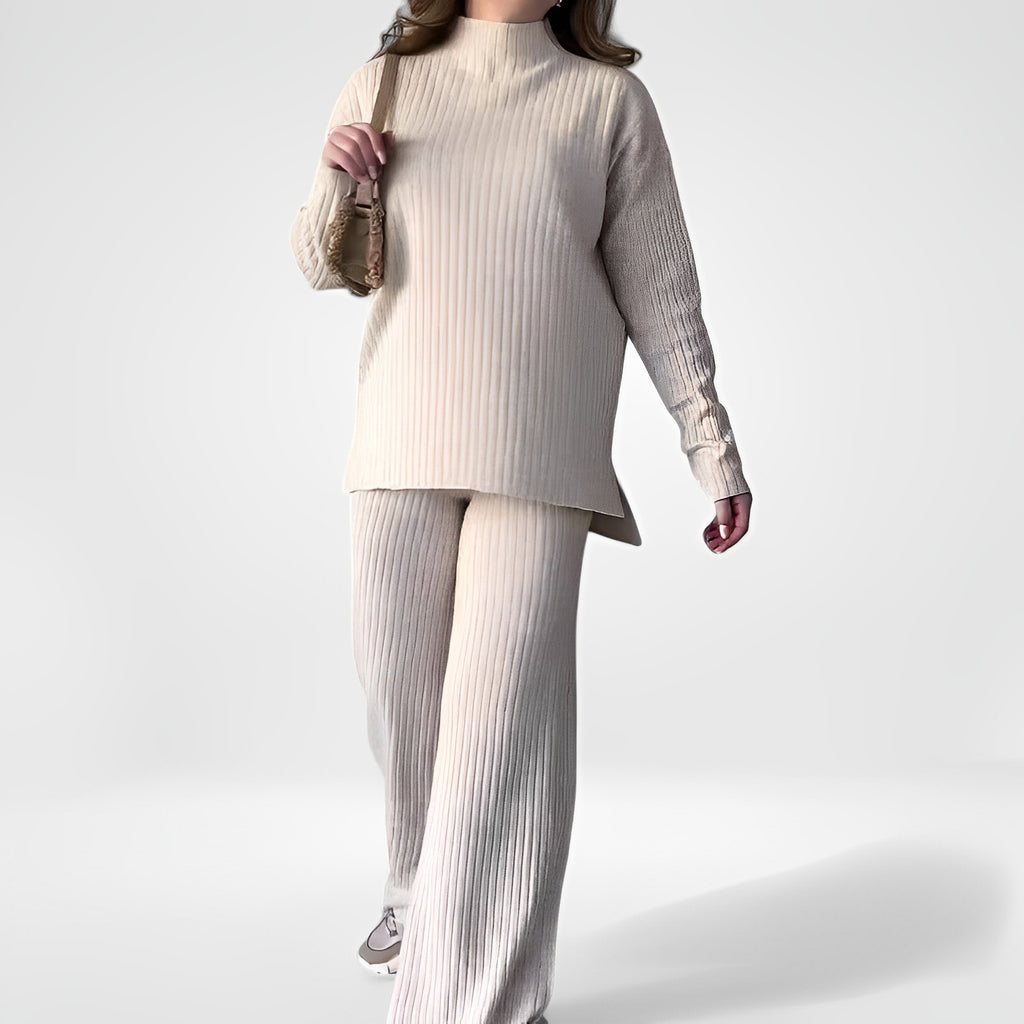 WESINN — Knit Crewneck and Wide-Leg Pants Set for Women