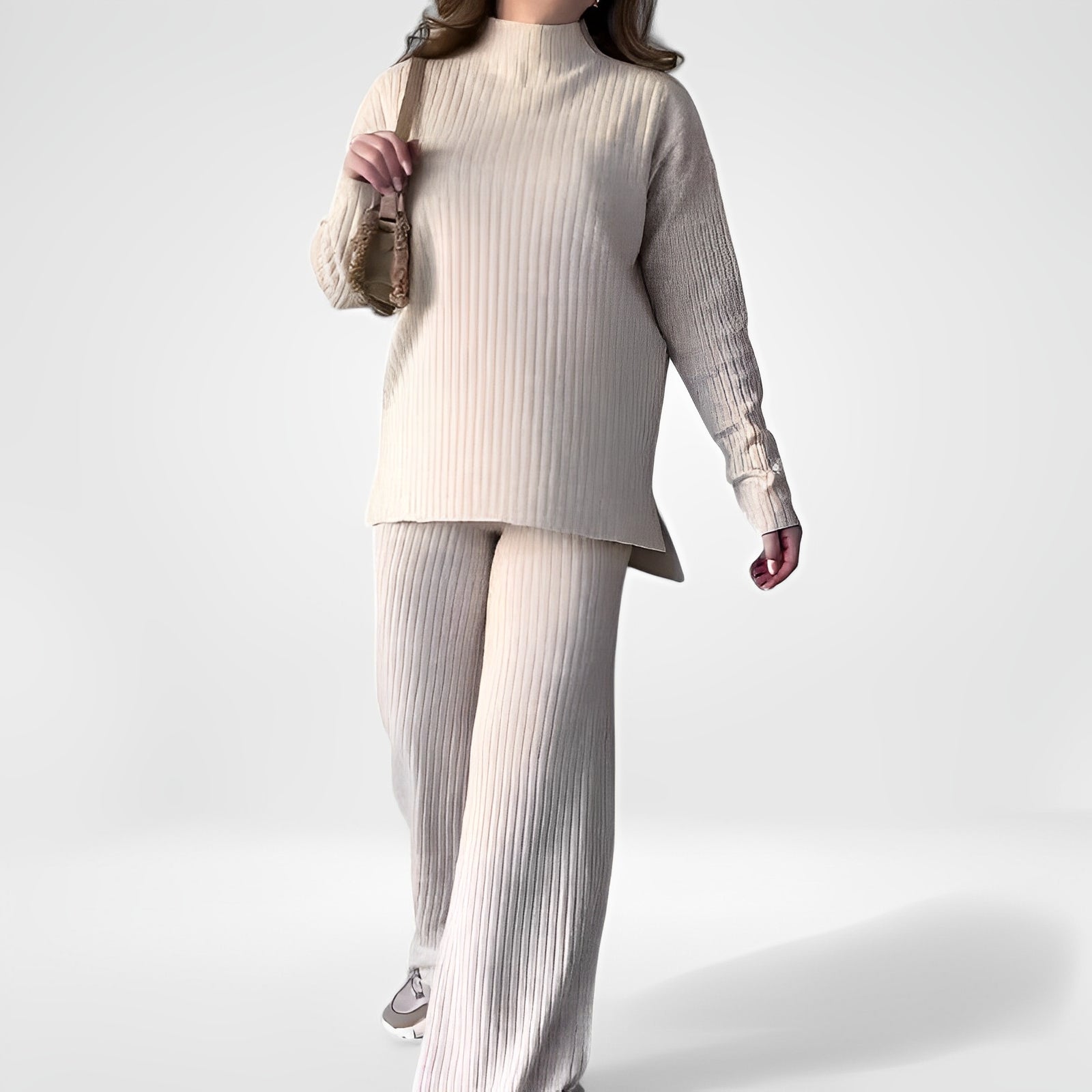 WESINN — Knit Crewneck and Wide-Leg Pants Set for Women