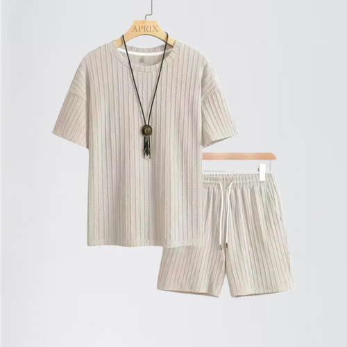 AXIO — Men's Ribbed Tee and Shorts Set for Summer with Sharp Detail