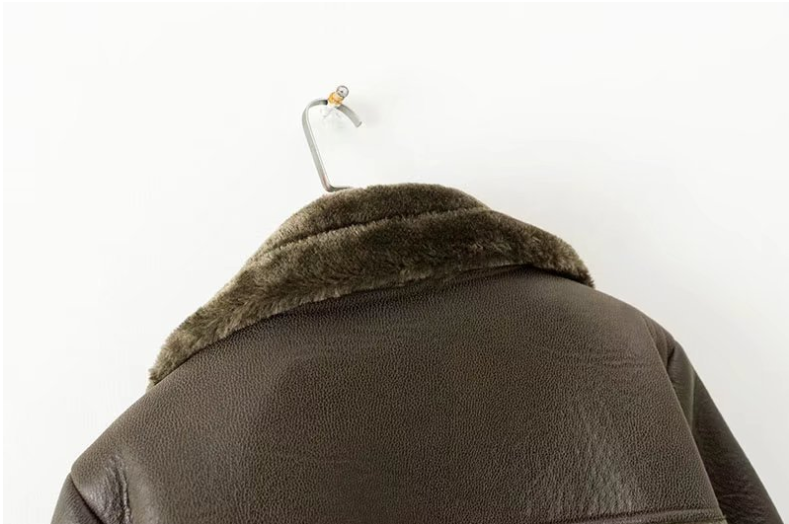 FENON — Faux Shearling Aviator Jacket with Belt Detail