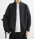 CELIRA — Zip-Up Knit Cardigan with High Stand Collar