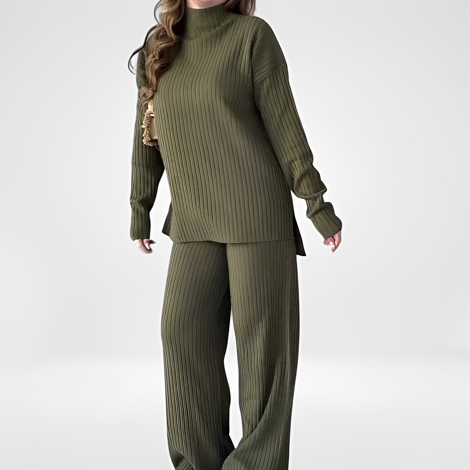 WESINN — Knit Crewneck and Wide-Leg Pants Set for Women