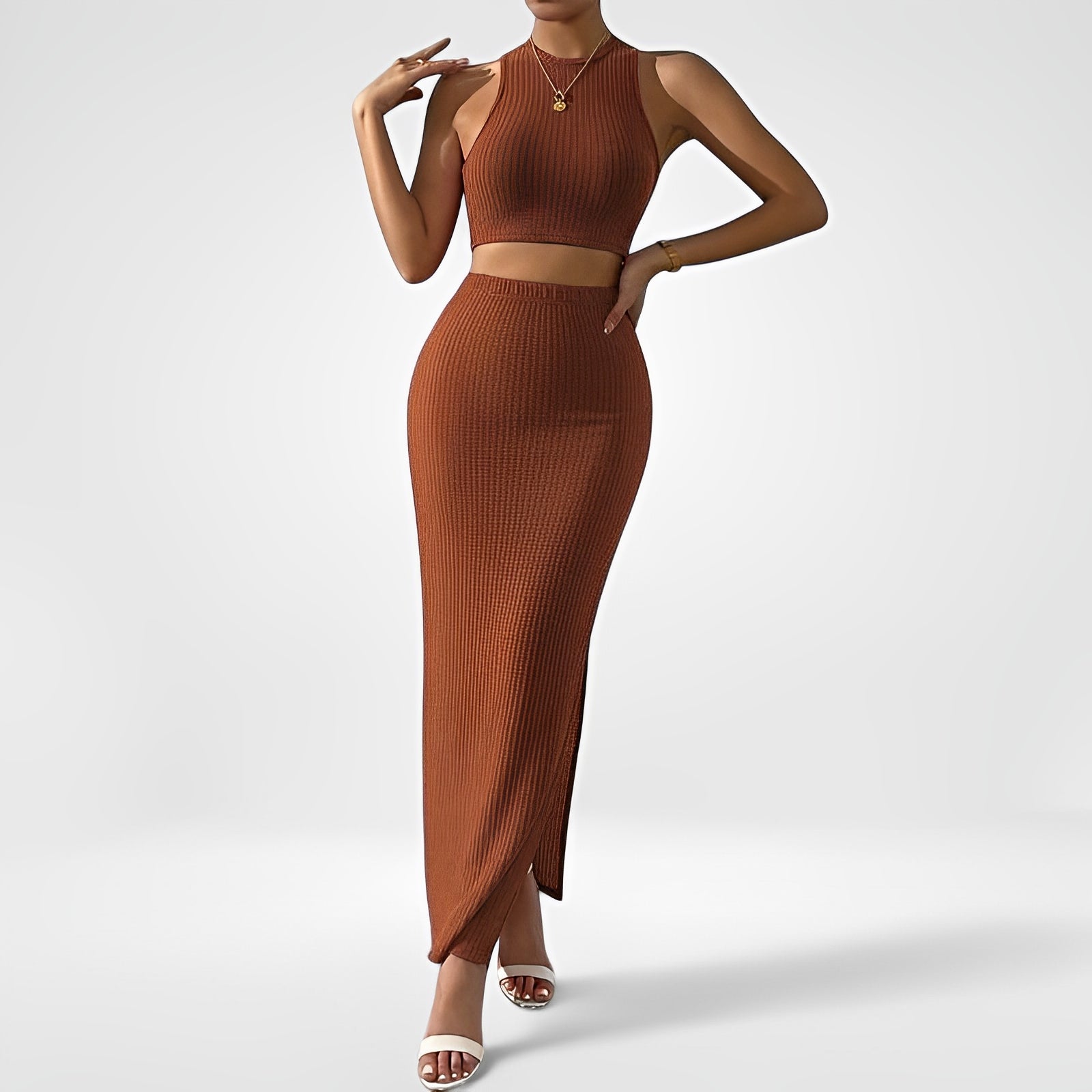 VYRIO — Sleeveless Knit Vest and Maxi Skirt Set for Everyday Layering