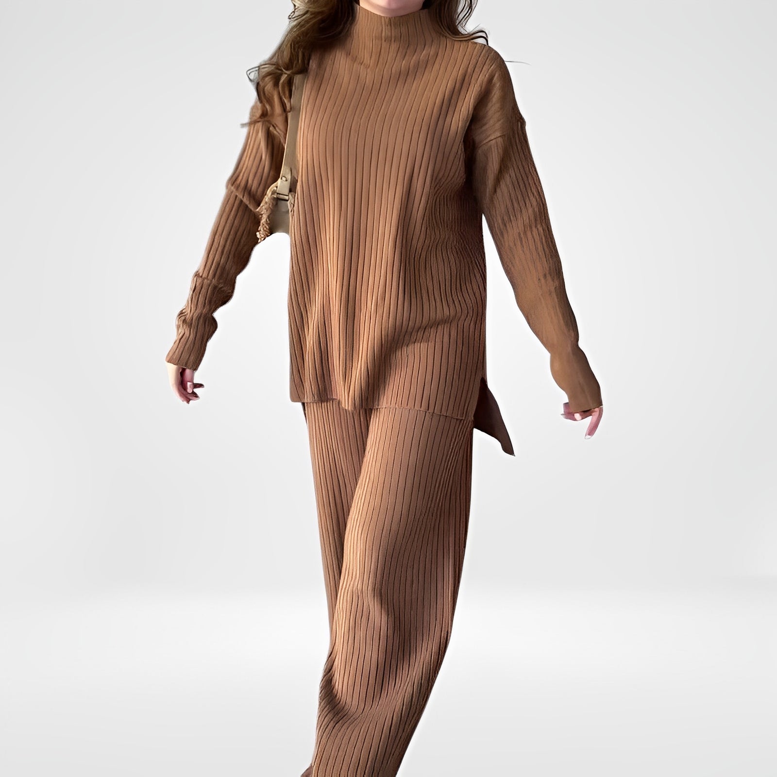 WESINN — Knit Crewneck and Wide-Leg Pants Set for Women