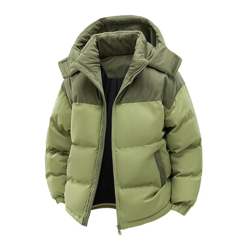 VEXOR — Men's Color-Block Corduroy Puffer Jacket Coat