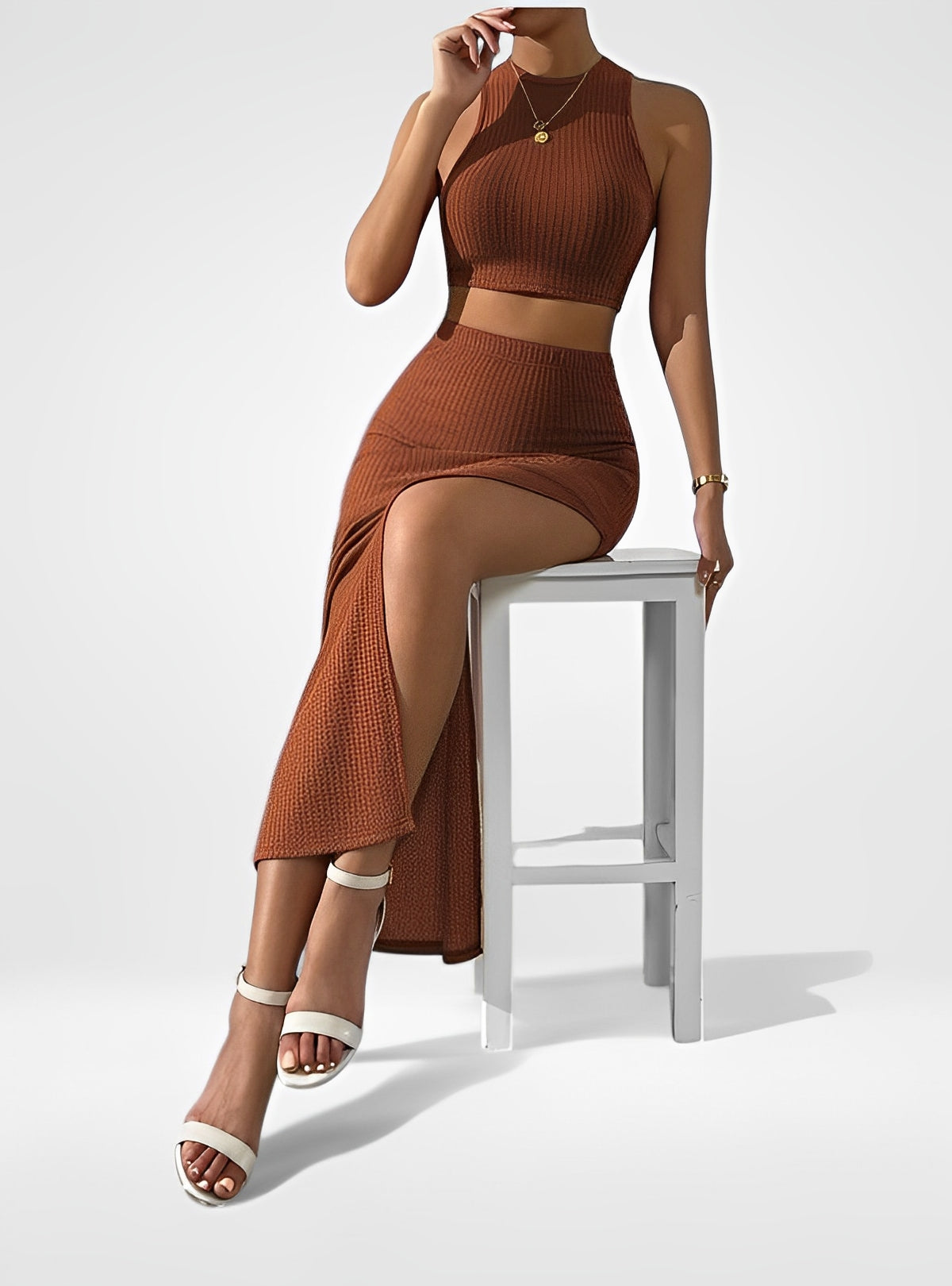 VYRIO — Sleeveless Knit Vest and Maxi Skirt Set for Everyday Layering