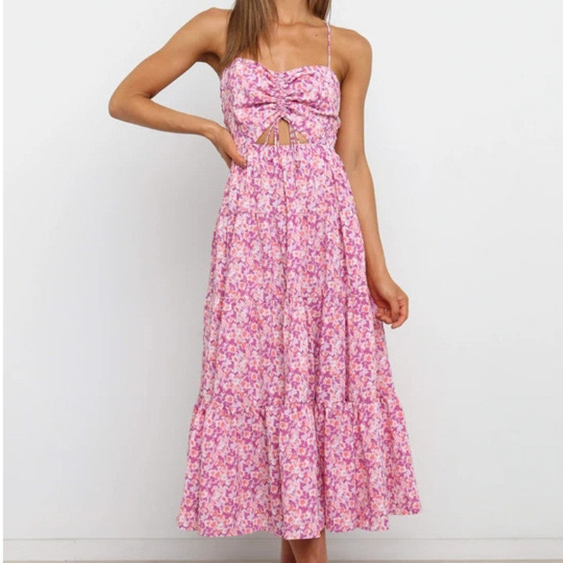VARAR — Floral Maxi Dress with Soft Statement Drape