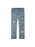 MAVIRA — Men's Distressed Spider Web Straight-Leg Jeans