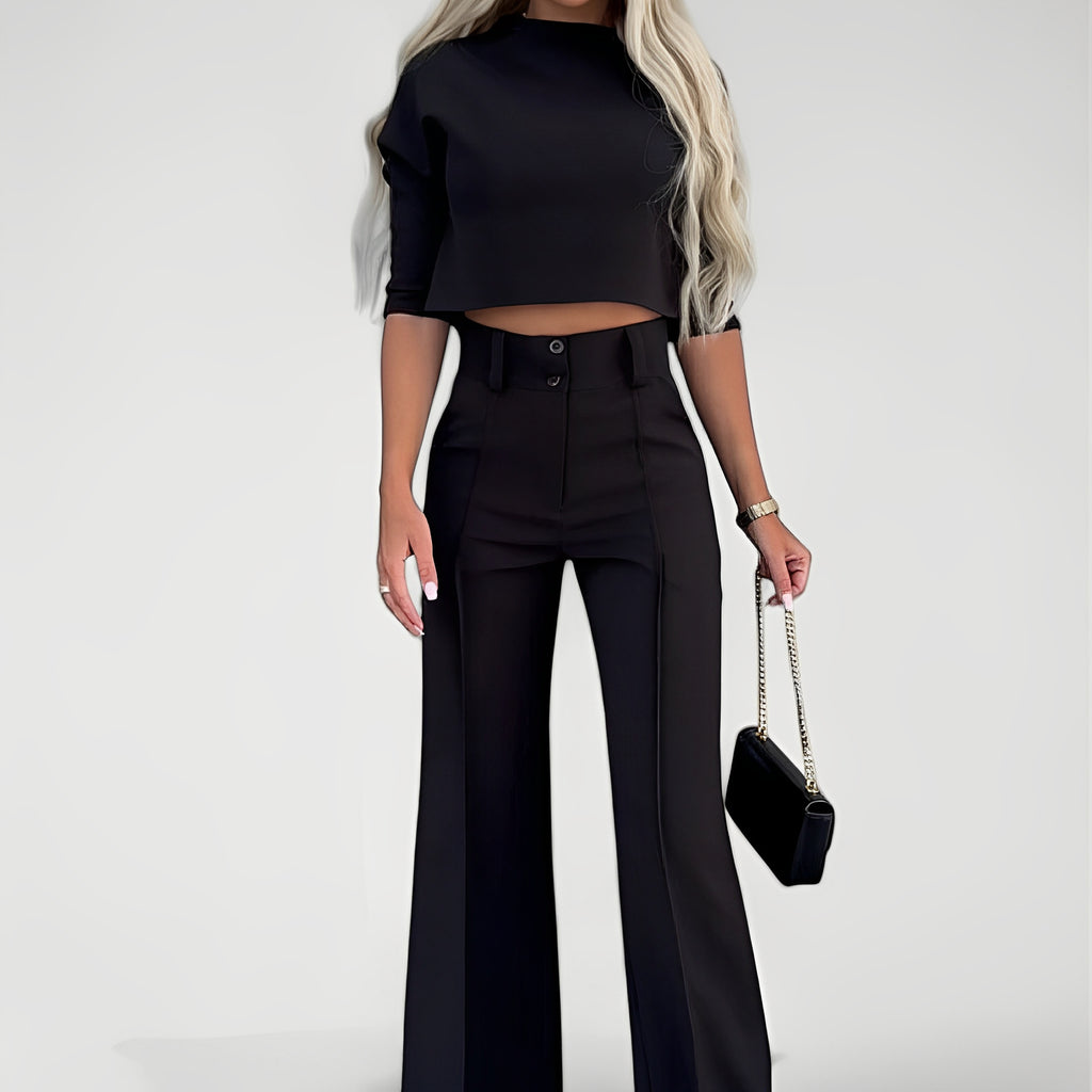 VANOR — Women's Crop Top and Wide-Leg Pants Set with Sharp Detail