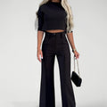 VANOR — Women's Crop Top and Wide-Leg Pants Set with Sharp Detail