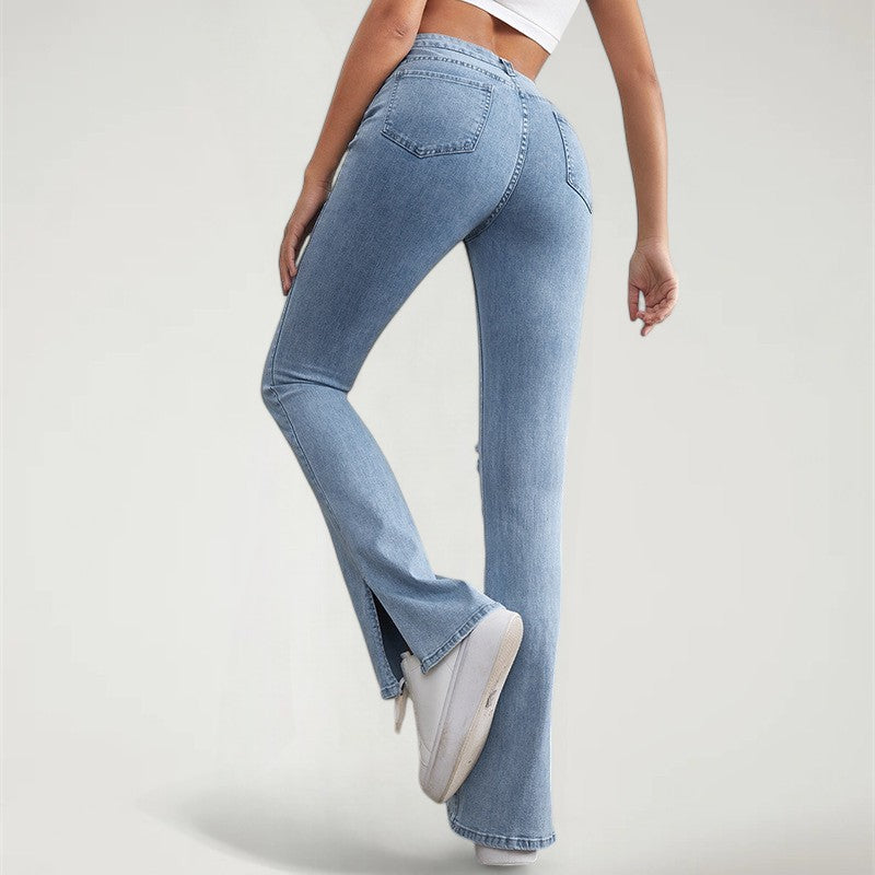 OROS — Women's High-Rise Wide-Leg Denim Jeans with Sharp Detail