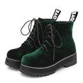 NOVEN — Women's Velvet Platform Lace-Up Ankle Boots
