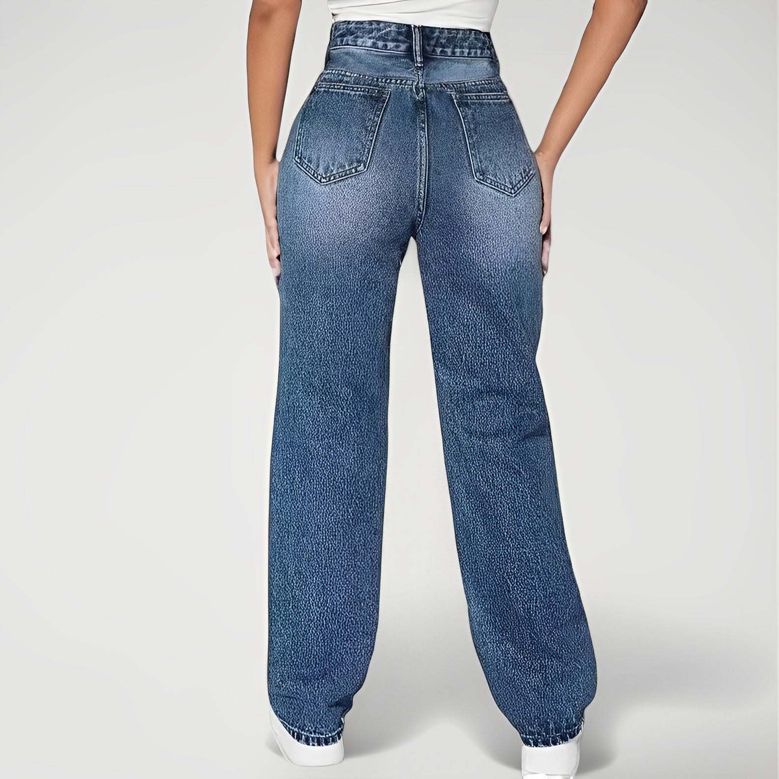 EVDEN — Women's High-Rise Distressed Straight-Leg Jeans