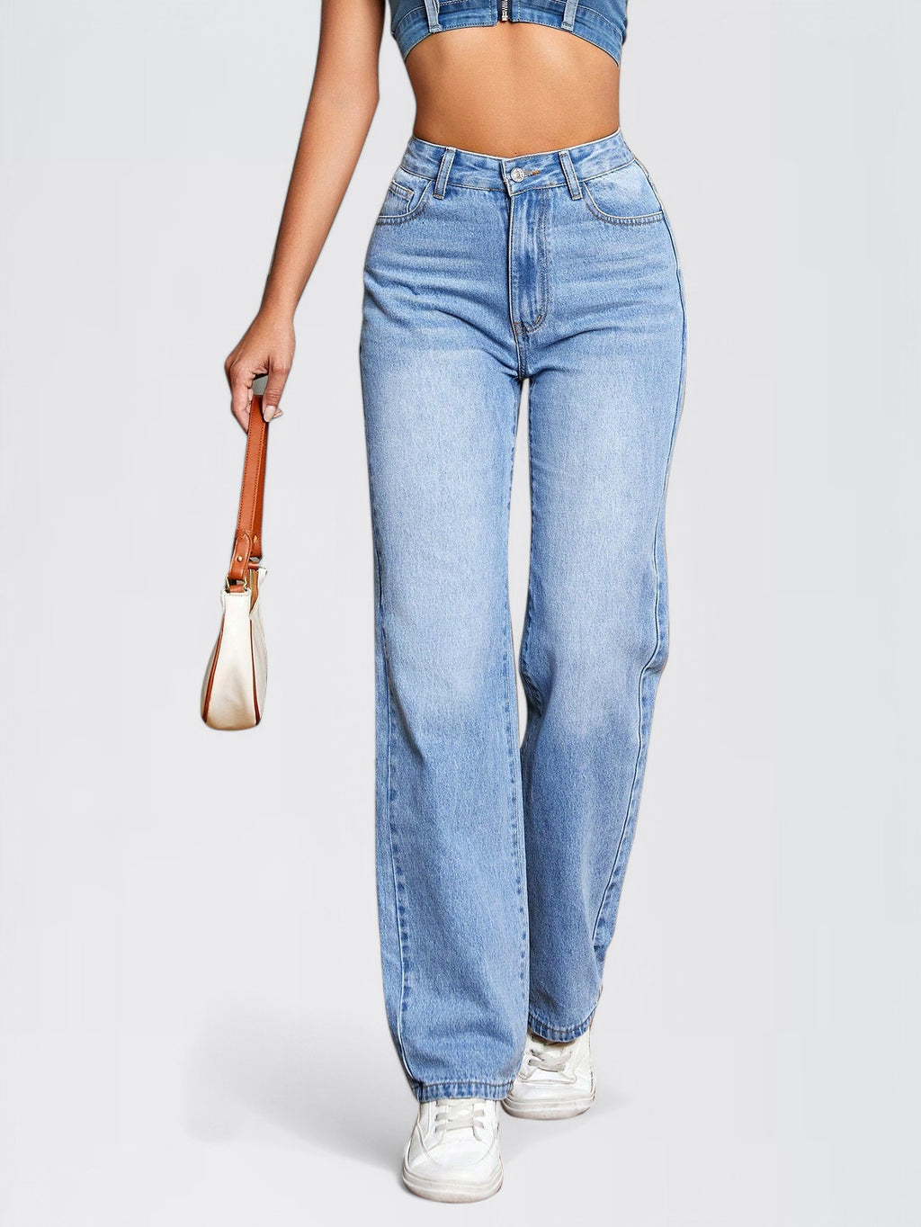 NOVOR — Women's High-Rise Wide-Leg Light Denim Jeans