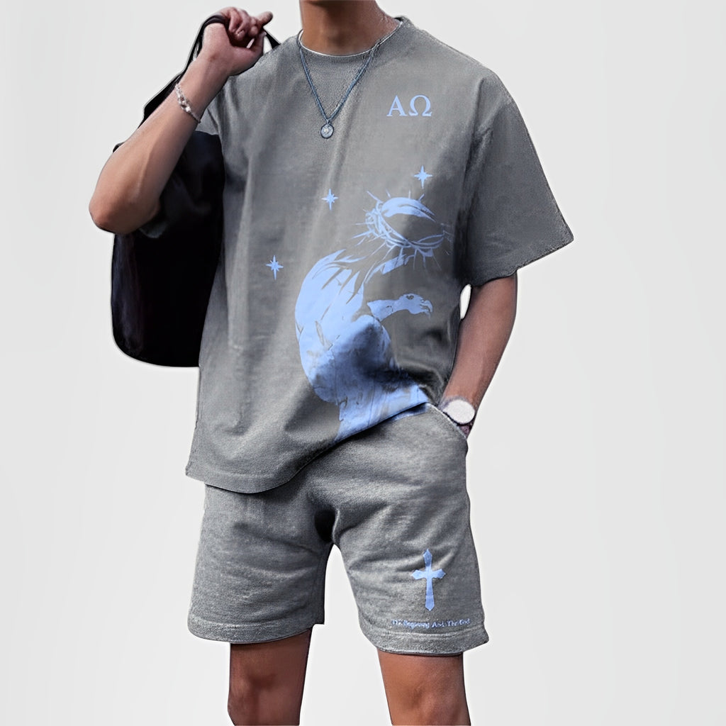 IONA — Men's Printed Streetwear T-Shirt and Shorts Set