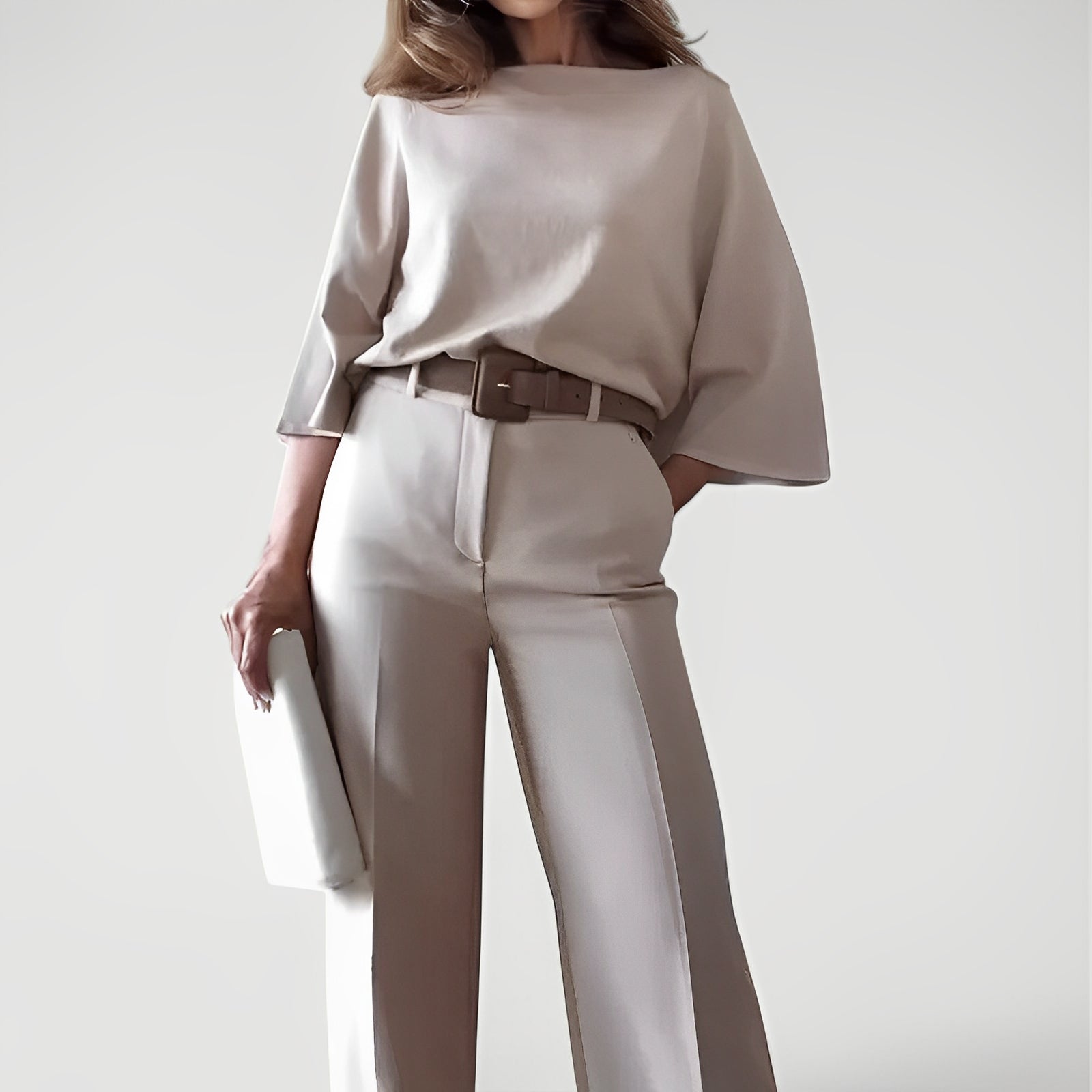 CENEN — Women's Batwing Top and Wide-Leg Pant Set with Sharp Detail