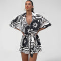 LYRRA — Women's Printed Lace-Up Jumpsuit in Wide-Leg Fit